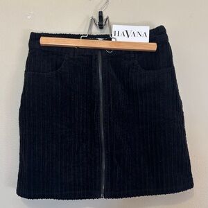 Havana Black Corduroy Mini Skirt